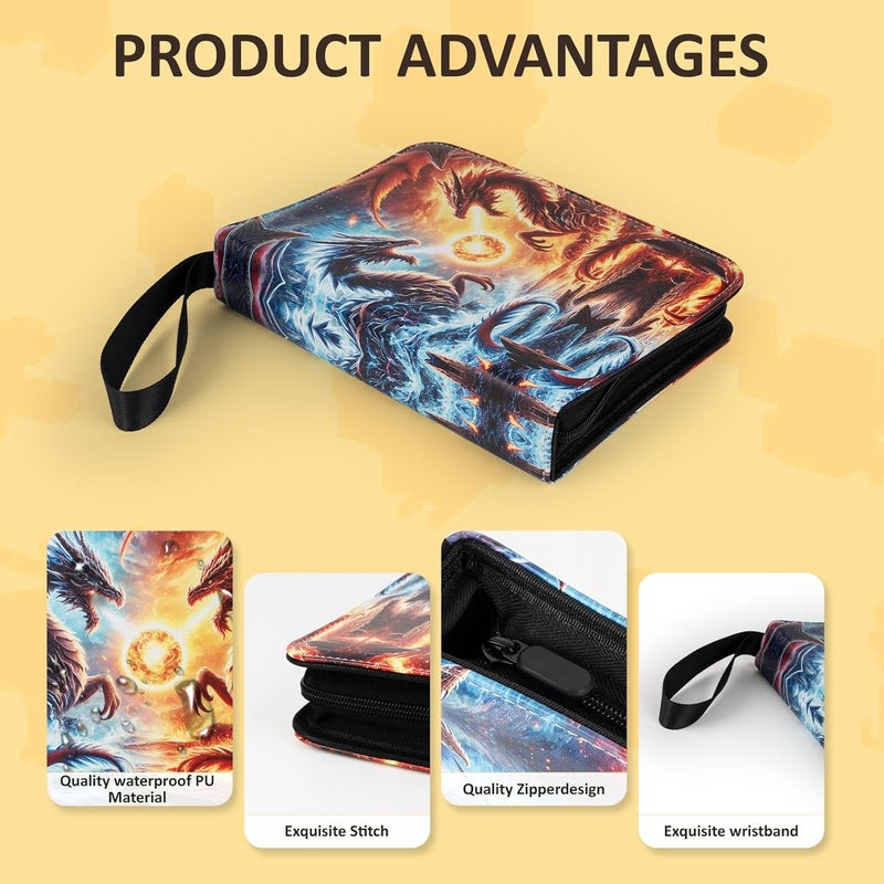 KKTROVE Trading Card Binder Album, 400 Pockets, 50 Removable 4-Pocket Pages, Waterproof (Dragon-A) - Image 5